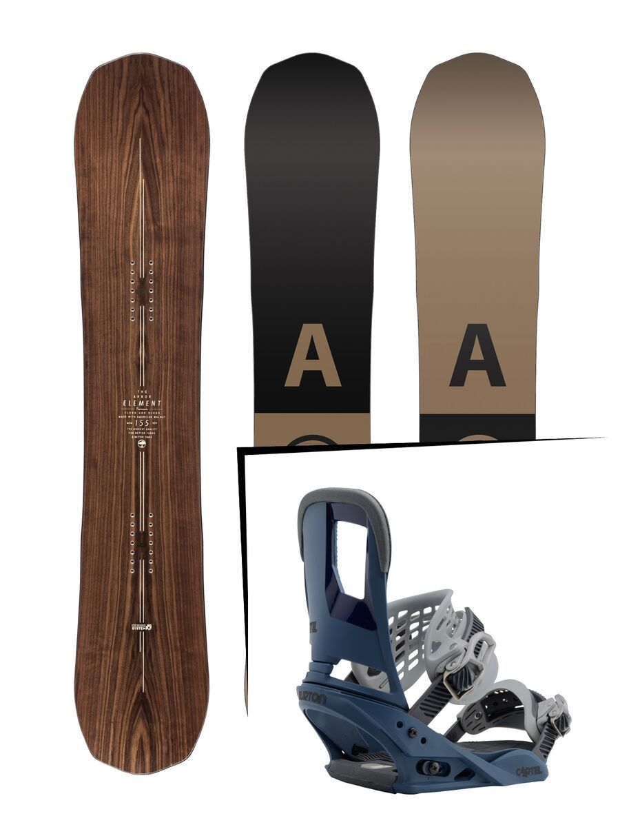 Set: Arbor Element Premium 2017 + Burton Cartel 2017, blue steel - Snowboardset - Bild 1