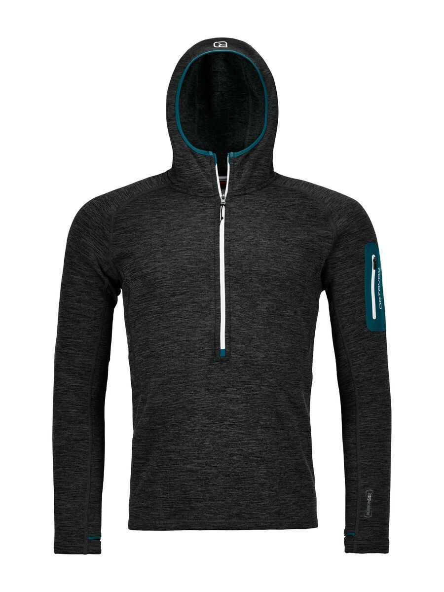 Ortovox Merino Fleece Light Melange Zip Neck M, black steel - Bild 1