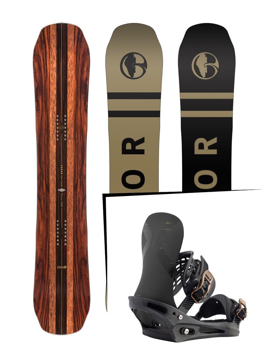 Set: Arbor Coda Camber Premium 2017 + Burton X-Base 2017, black mag - Snowboardset - Bild 1