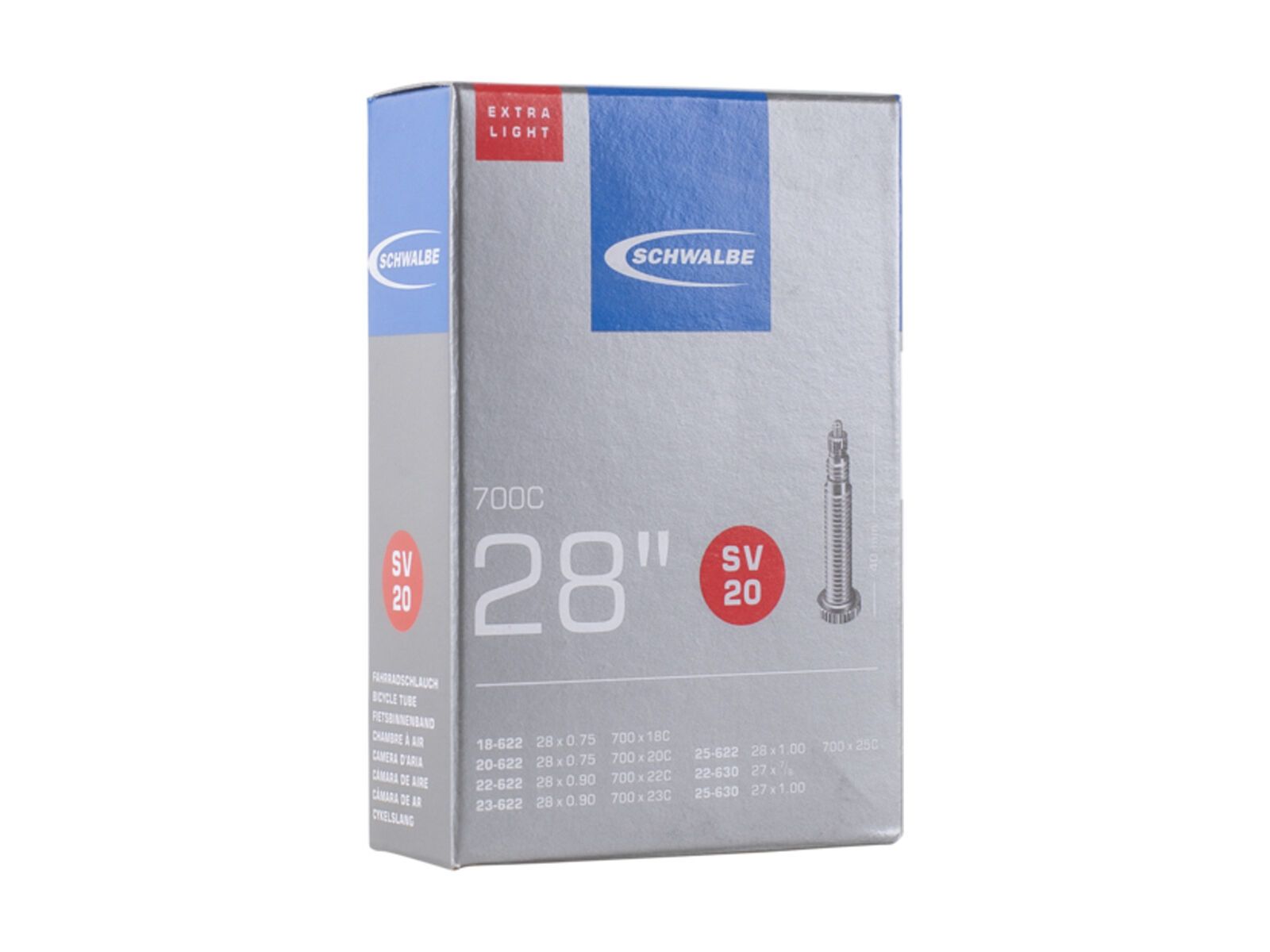 Schwalbe Schlauch SV 20 Extra Light - 28 Zoll / 700 x 18-25C / 40 mm - Bild 1