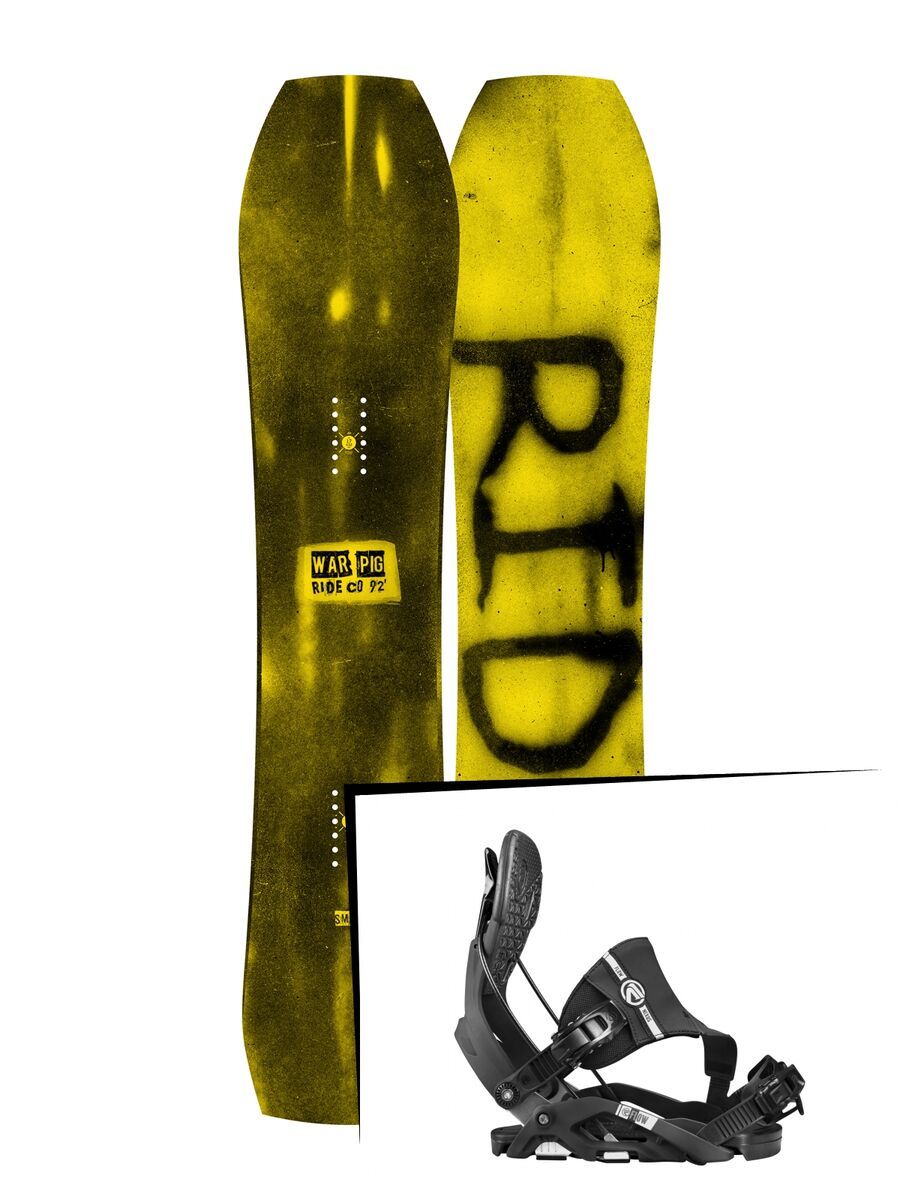 Set: Ride Warpig Small 2017 + Flow Nexus Hybrid 2017, black - Snowboardset - Bild 1