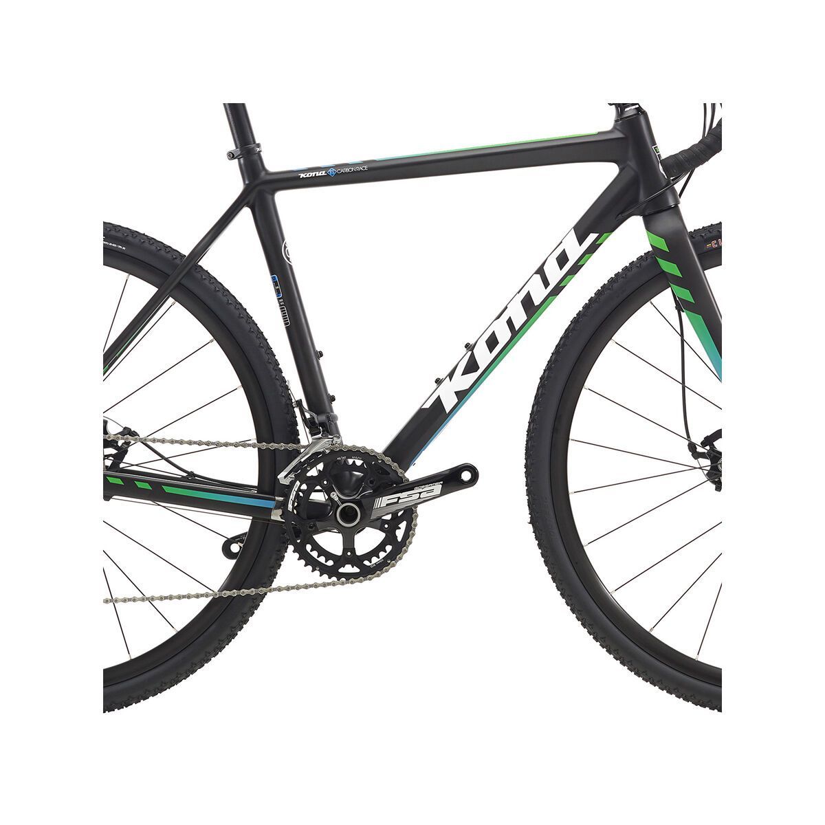 Kona Jake the Snake CR, matt carbon w/ white & green-blue fade decals - Bild 3