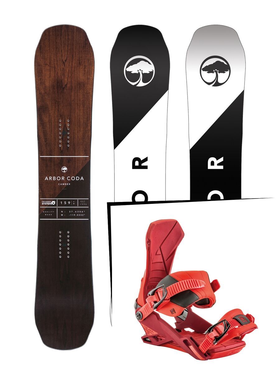 Set: Arbor Coda Camber 2017 + Nitro Team 2017, inferno - Snowboardset - Bild 1