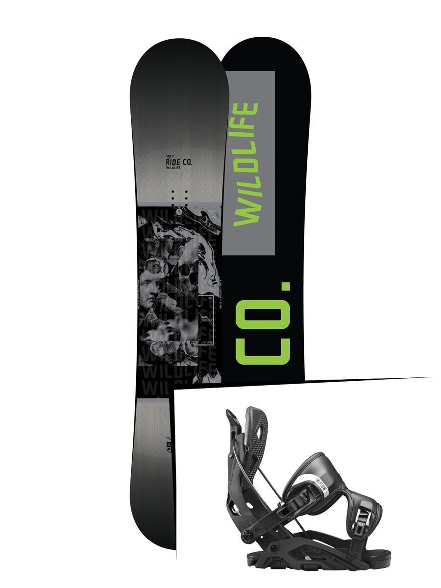 Set: Ride Wild Life 2017 + Flow Fuse 2017, black - Snowboardset - Bild 1