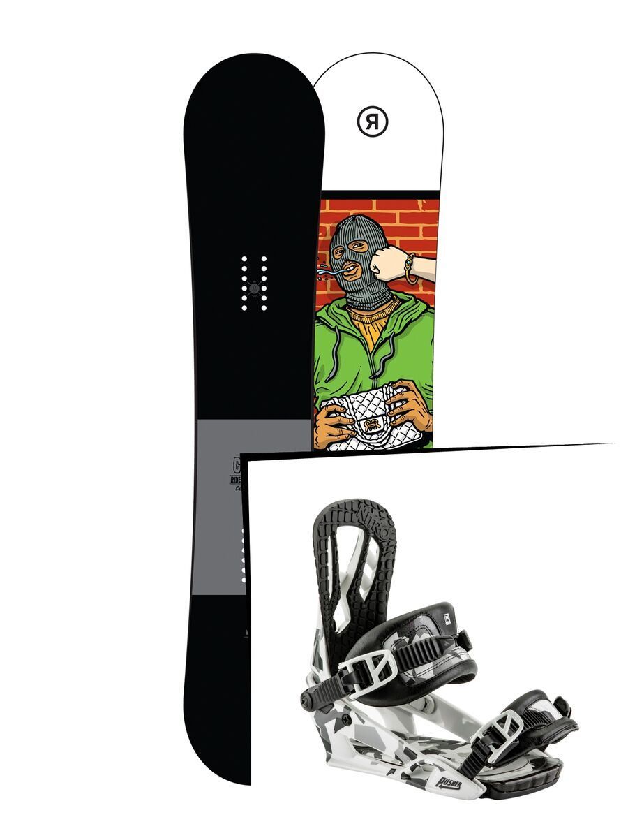 Set: Ride Crook 2017 + Nitro Pusher 2017, ice camo - Snowboardset - Bild 1