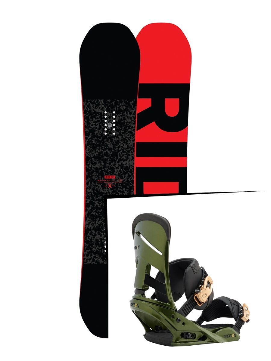 Set: Ride Machete 2017 + Burton Mission 2017, track day green - Snowboardset - Bild 1