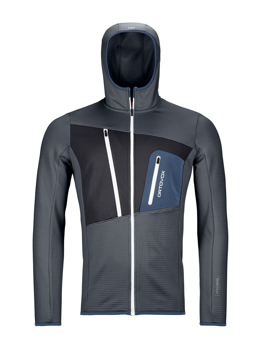 Ortovox Merino Fleece Grid Hoody M, black steel - Bild 1