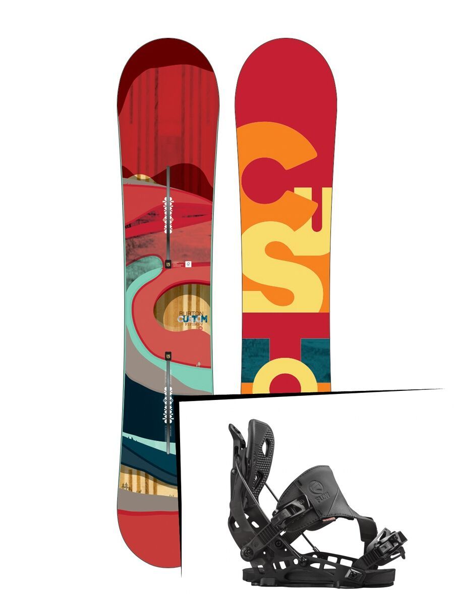 Set: Burton Custom Flying V 2016 + Flow NX2 Hybrid 2016, black - Snowboardset - Bild 1