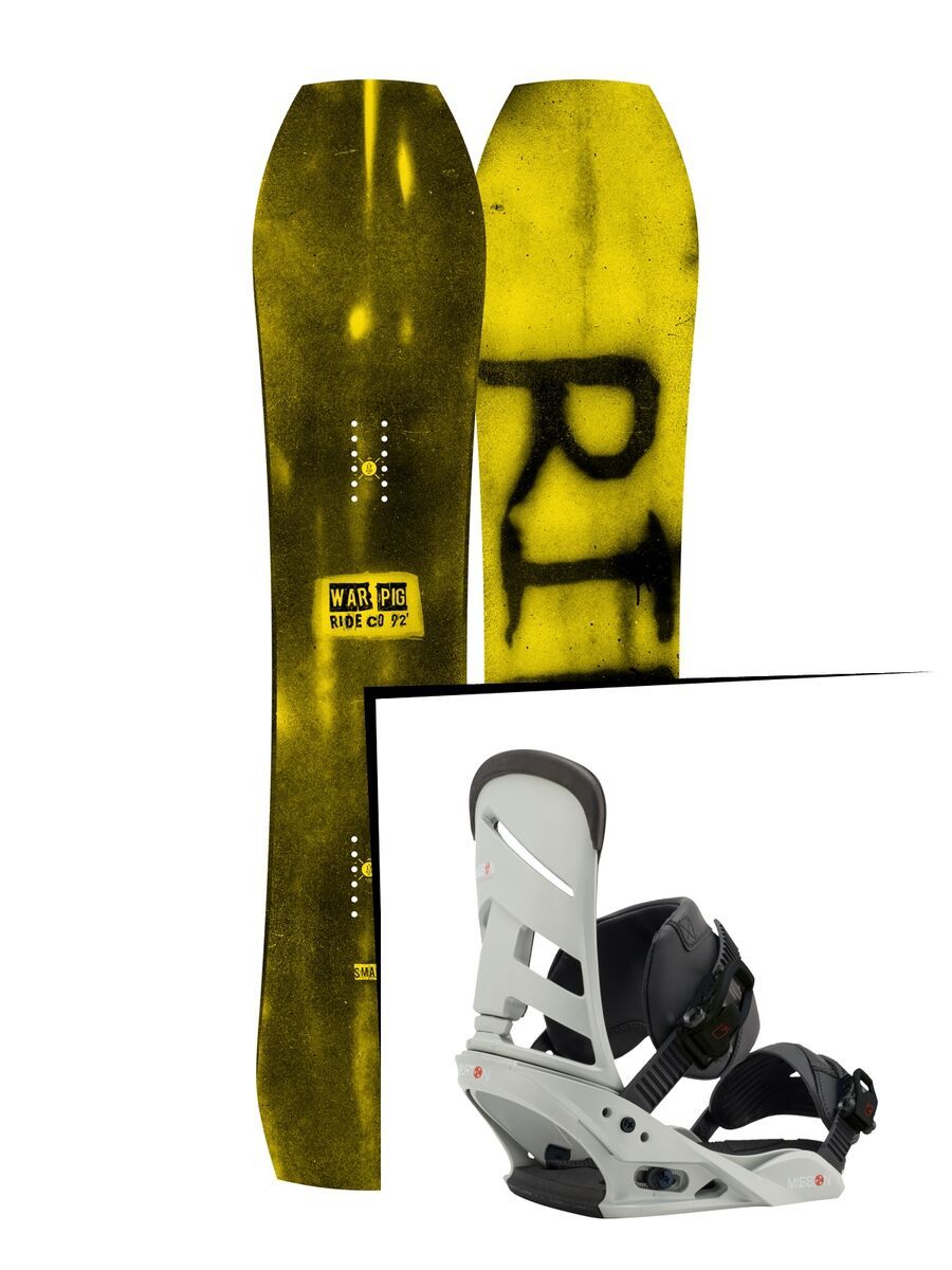 Set: Ride Warpig Small 2017 + Burton Mission 2017, gnarly sheen - Snowboardset - Bild 1