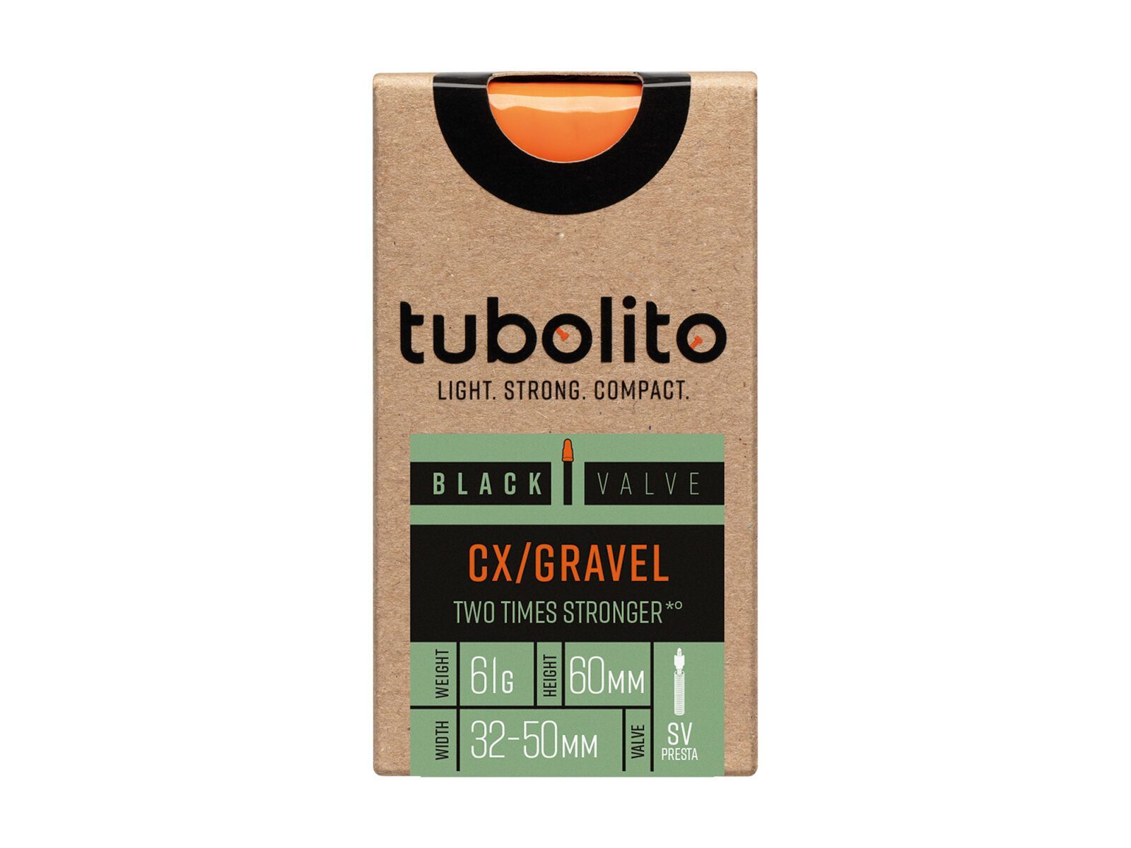 Tubolito Tubo CX/Gravel 60 mm - 700C x 32-50 / Black Valve, orange/black - Bild 2