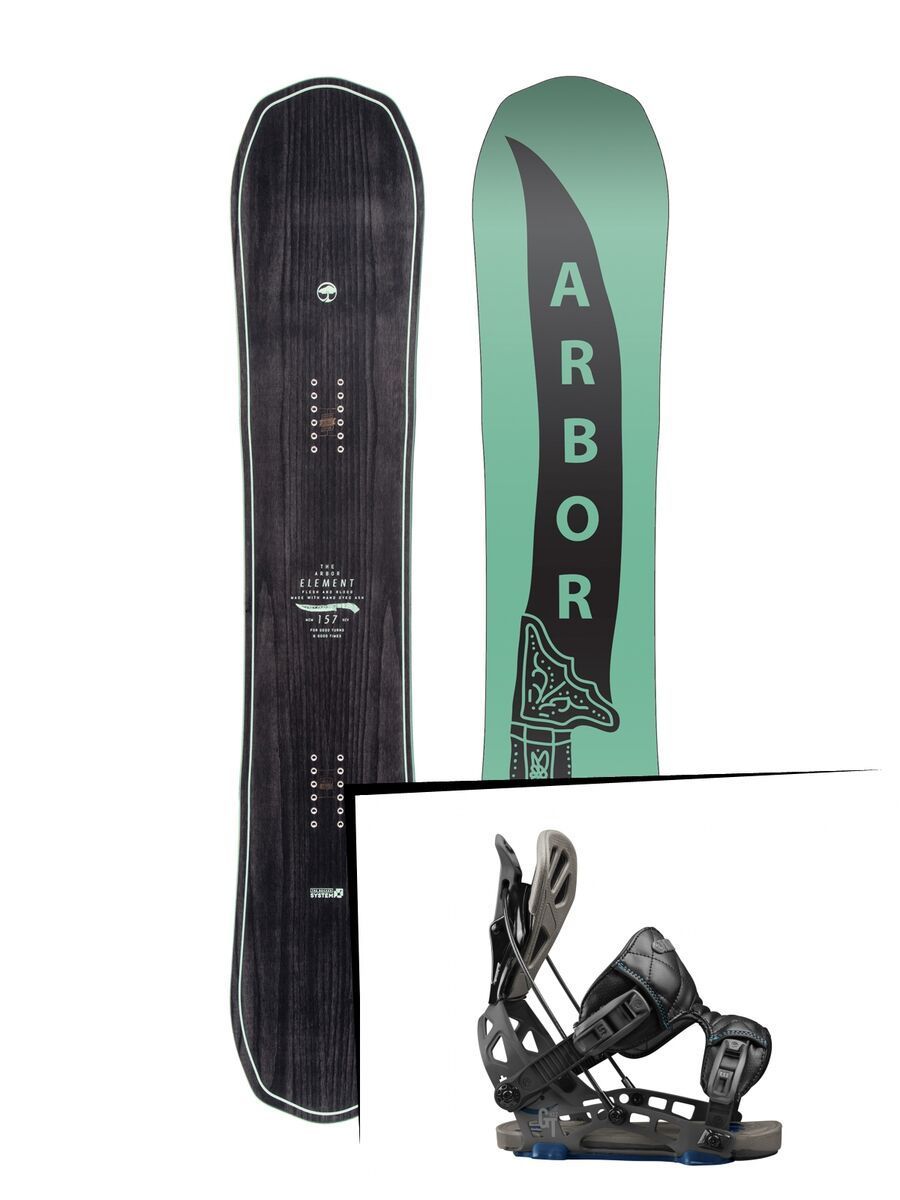 Set: Arbor Element 2017 + Flow NX2-GT 2017, black - Snowboardset - Bild 1