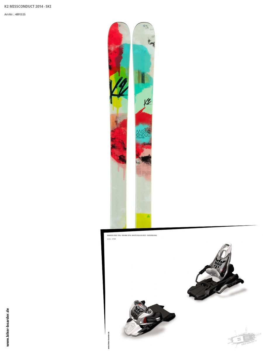 K2 SKI Set: MissConduct 2014 + Marker Free Ten - Bild 1