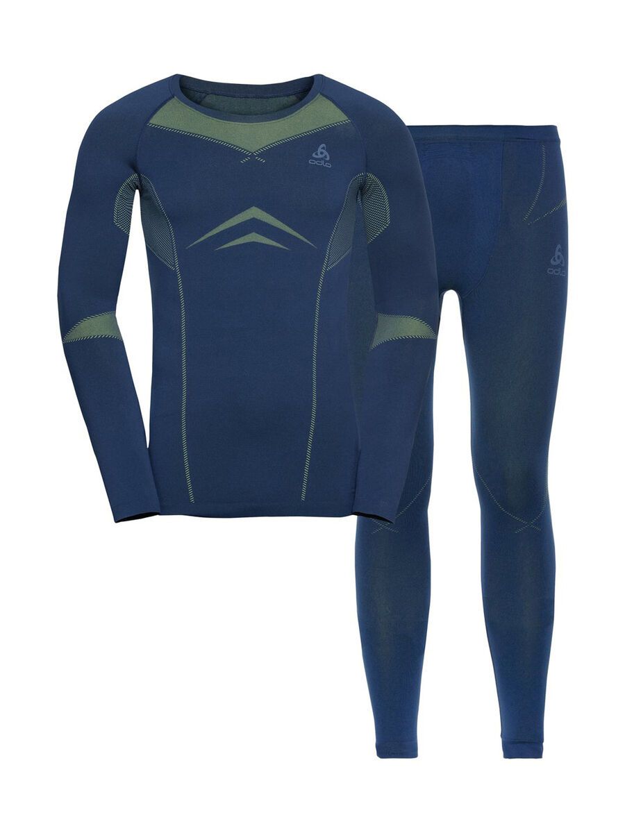 Odlo Men's Performance Evolution Warm Baselayer Set, estate blue/limeade - Bild 1