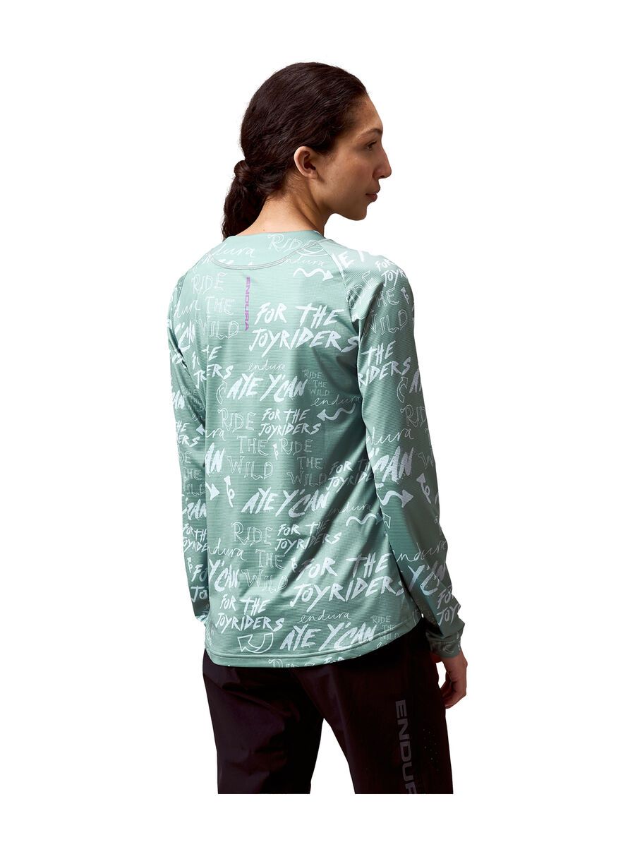 Endura Damen Singletrack Langärmeliges Bedrucktes T-Shirt, sage green - Bild 3