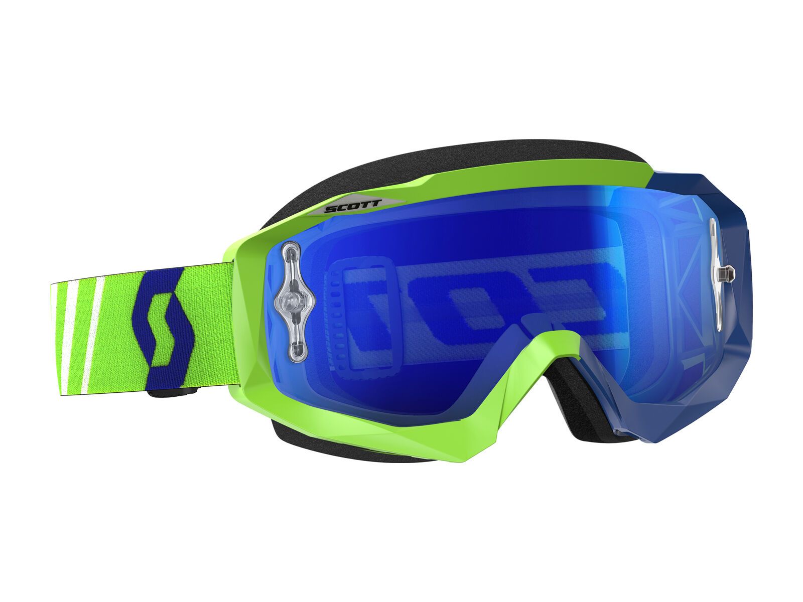 Scott Goggle Hustle MX, green/blue/Lens: electric blue chrome - Bild 1