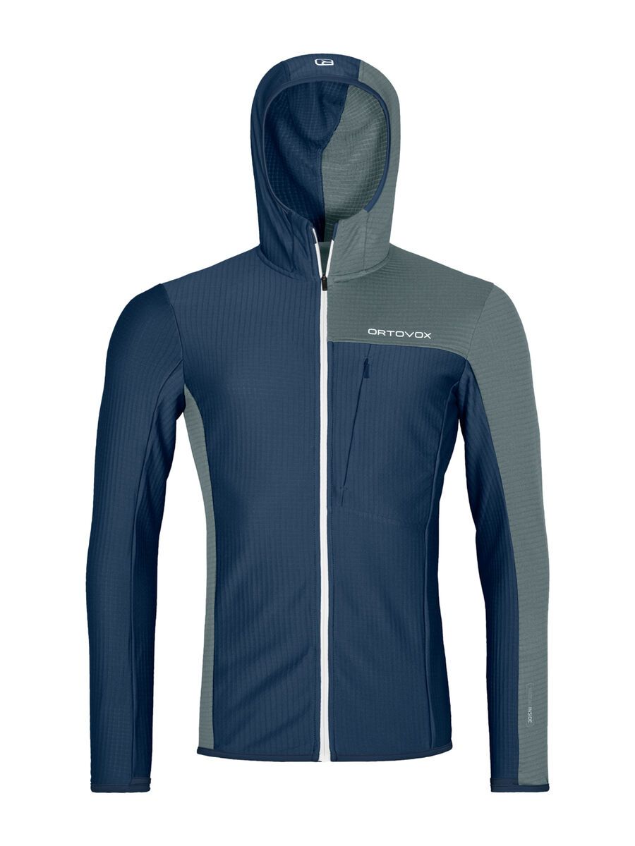 Ortovox Merino Fleece Light Grid Hooded Jacket M, deep ocean - Bild 1