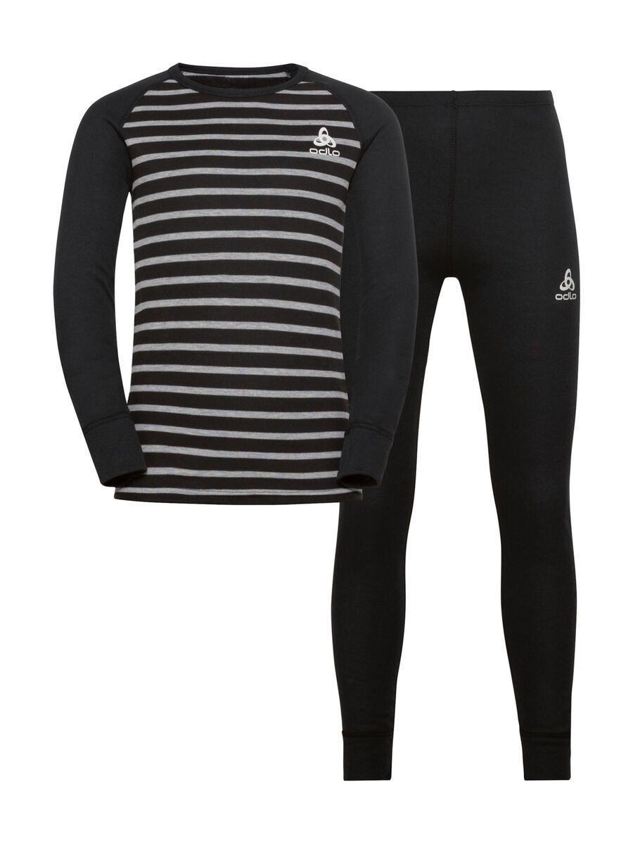 Odlo Active Warm Eco Kids Baselayer Set, black/grey melange/stripes - Bild 1