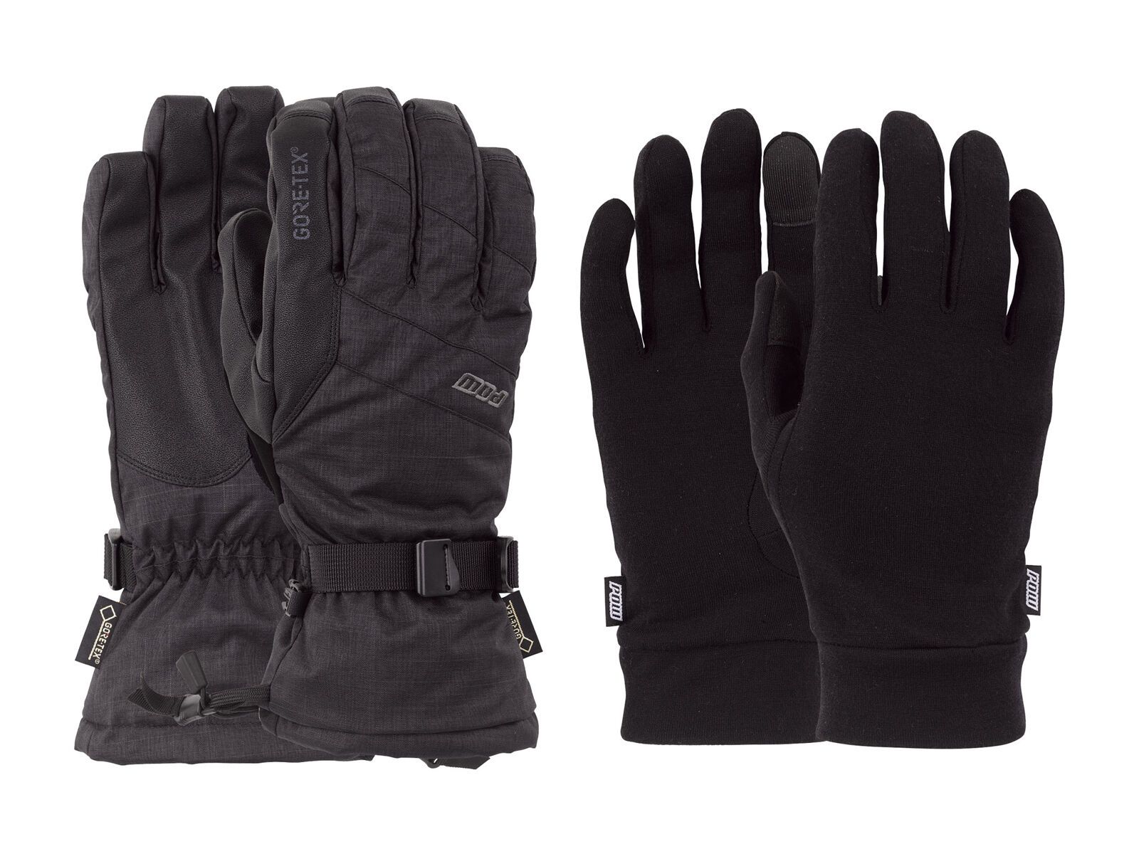 POW Gloves Warner Gore-Tex Long Glove + Merino Liner, black - Bild 2
