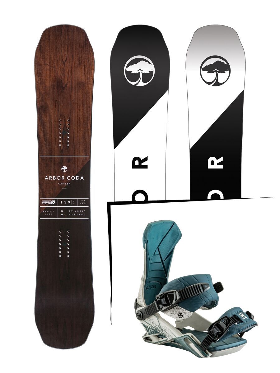 Set: Arbor Coda Camber 2017 + Nitro Team 2017, wolfpack white - Snowboardset - Bild 1