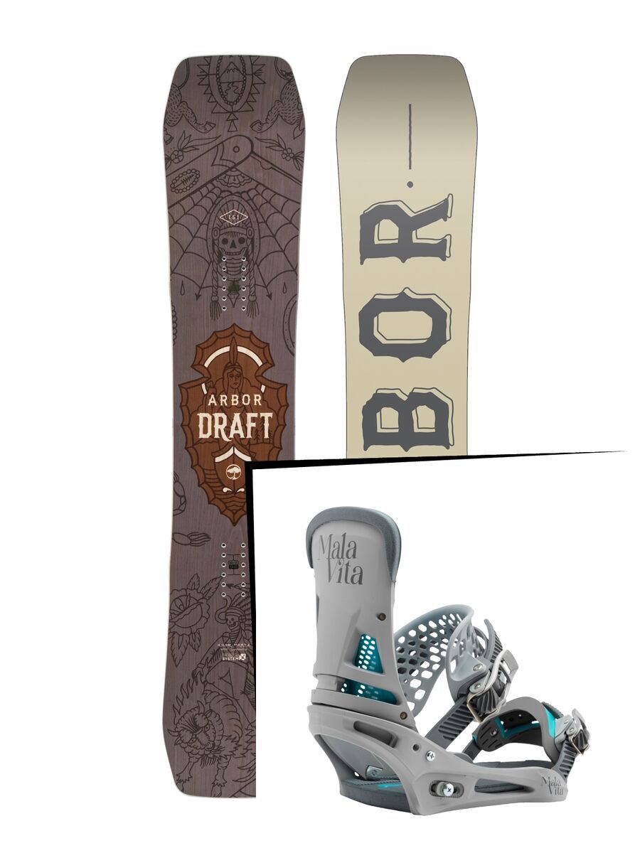Set: Arbor Draft 2017 + Burton Malavita 2017, grayed out - Snowboardset - Bild 1