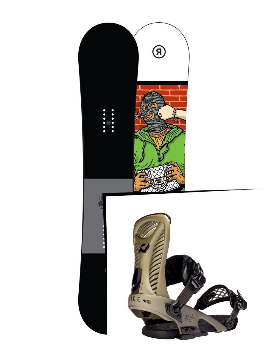 Set: Ride Crook 2017 + Ride Capo 2016, gold - Snowboardset - Bild 1