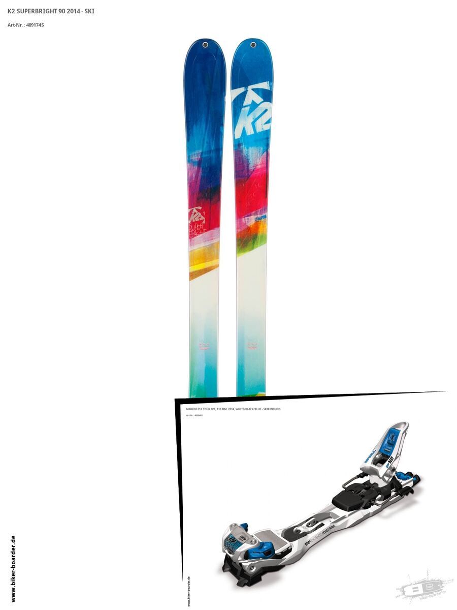 K2 SKI Set: SuperBright 90 2014 + Marker F12 Tour EPF - Bild 1