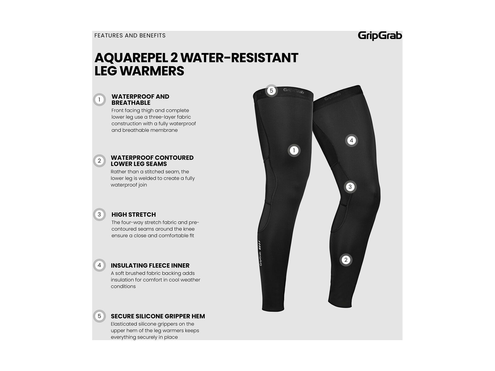 GripGrab AquaRepel 2 Water-Resistant Leg Warmers, black - Bild 9
