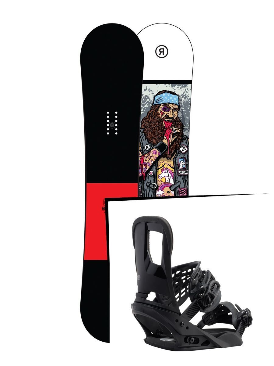 Set: Ride Crook Wide 2017 + Burton Cartel 2017, black - Snowboardset - Bild 1