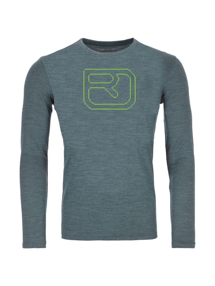 Ortovox 185 Merino Pixel Logo Long Sleeve M, green forest blend - Bild 1