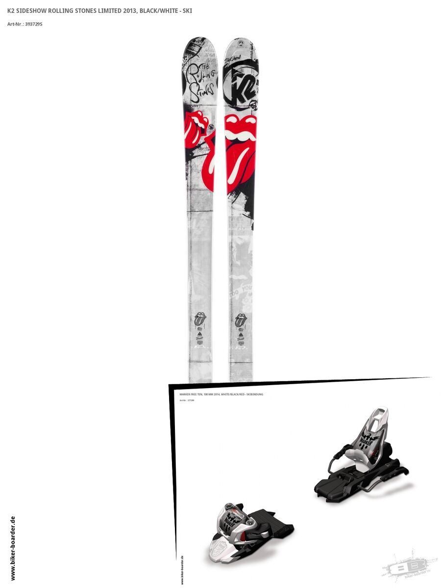 K2 SKI Set: Sideshow Rolling Stones Limited 2013 + Marker Free Ten - Bild 1