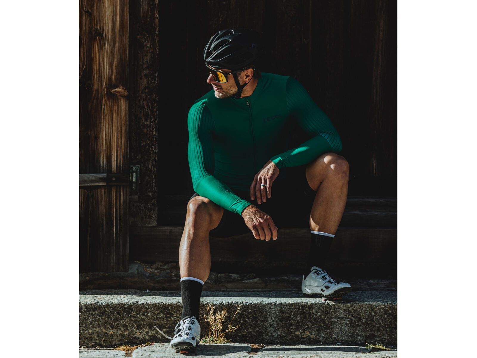 Le Col Long Tech Wool Cycling Socks, black/white - Bild 2