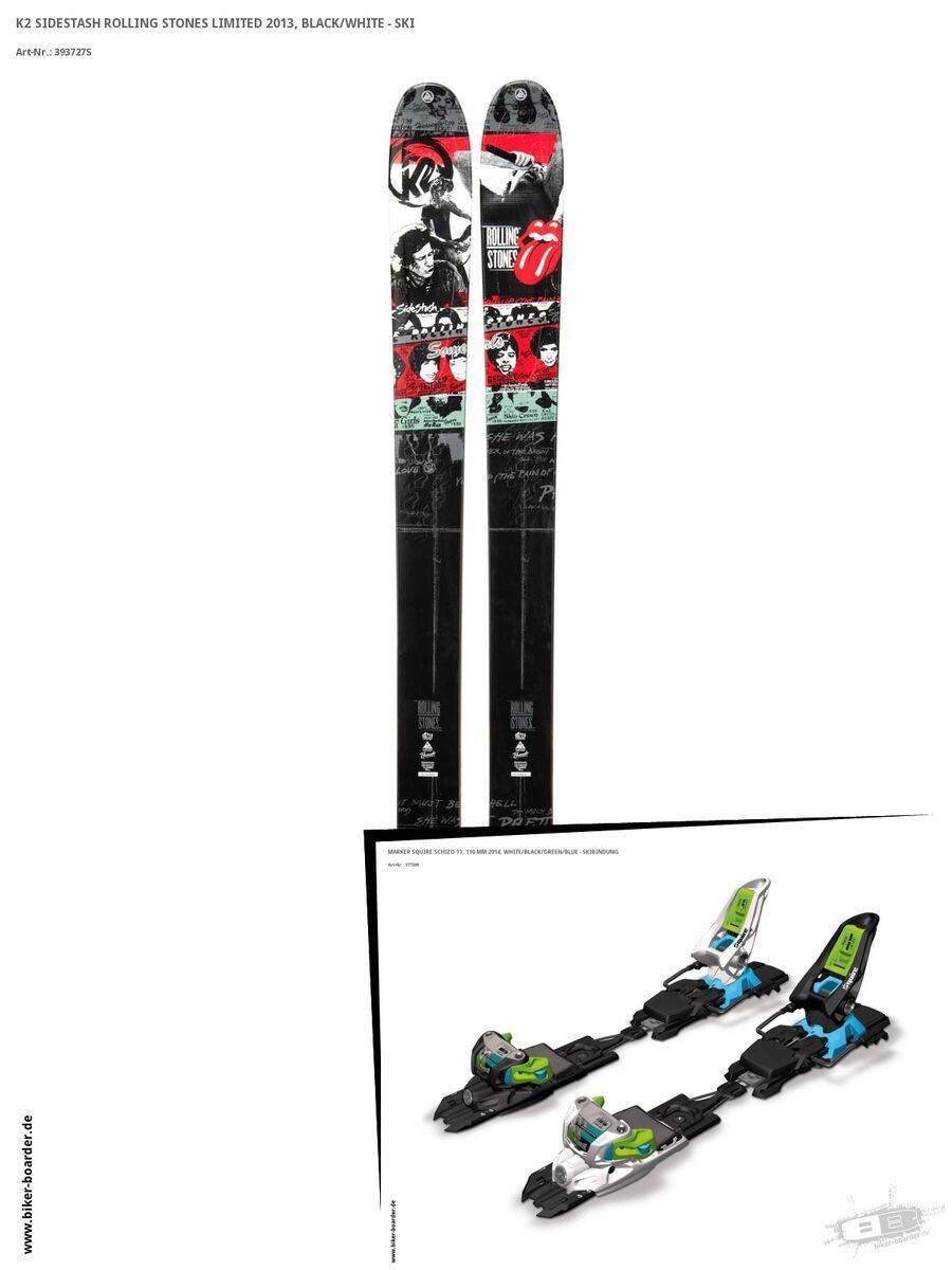 K2 SKI Set: Sidestash Rolling Stones Limited 2013 + Marker Squire Schizo 11 - Bild 1