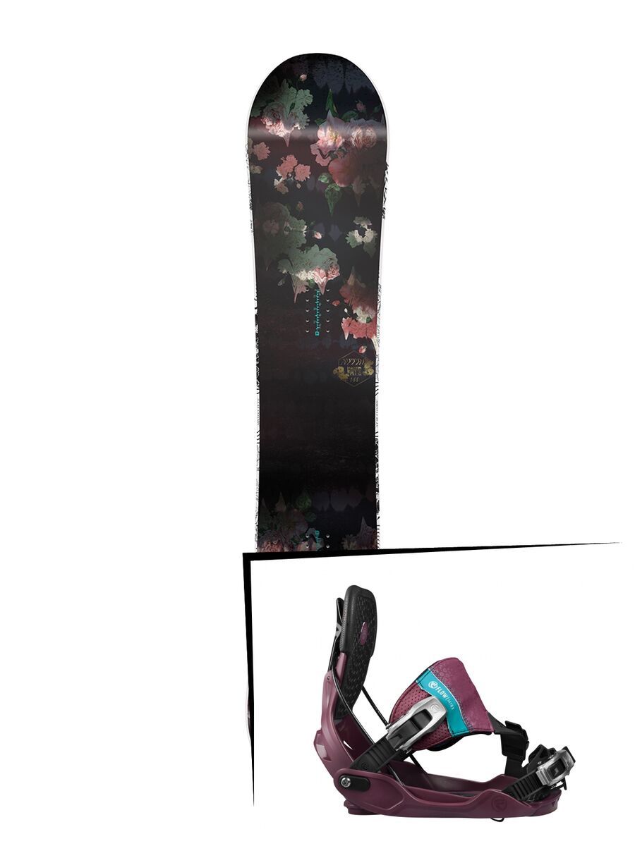 Set: Nitro Fate Flatout 2017 + Flow Minx Hybrid 2017, berry - Snowboardset - Bild 1