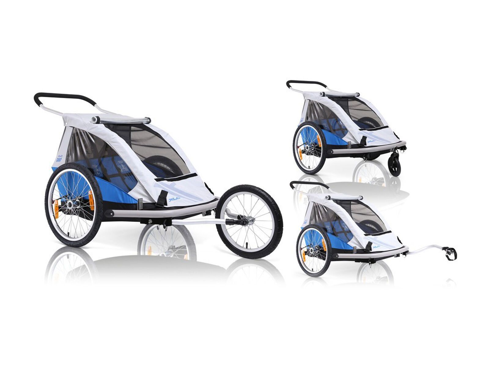 XLC Kinderanhänger Duo / 3-in-One, silber/blau - Bild 1