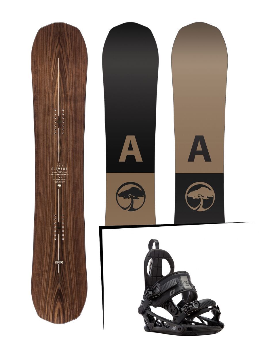 Set: Arbor Element Premium Mid Wide 2017 + K2 Cinch CTC 2017, black - Snowboardset - Bild 1
