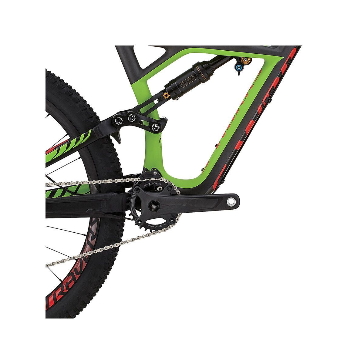 Specialized S-Works Enduro FSR 650b, satin charcoal tint carbon/monster green/rocket red - Bild 3
