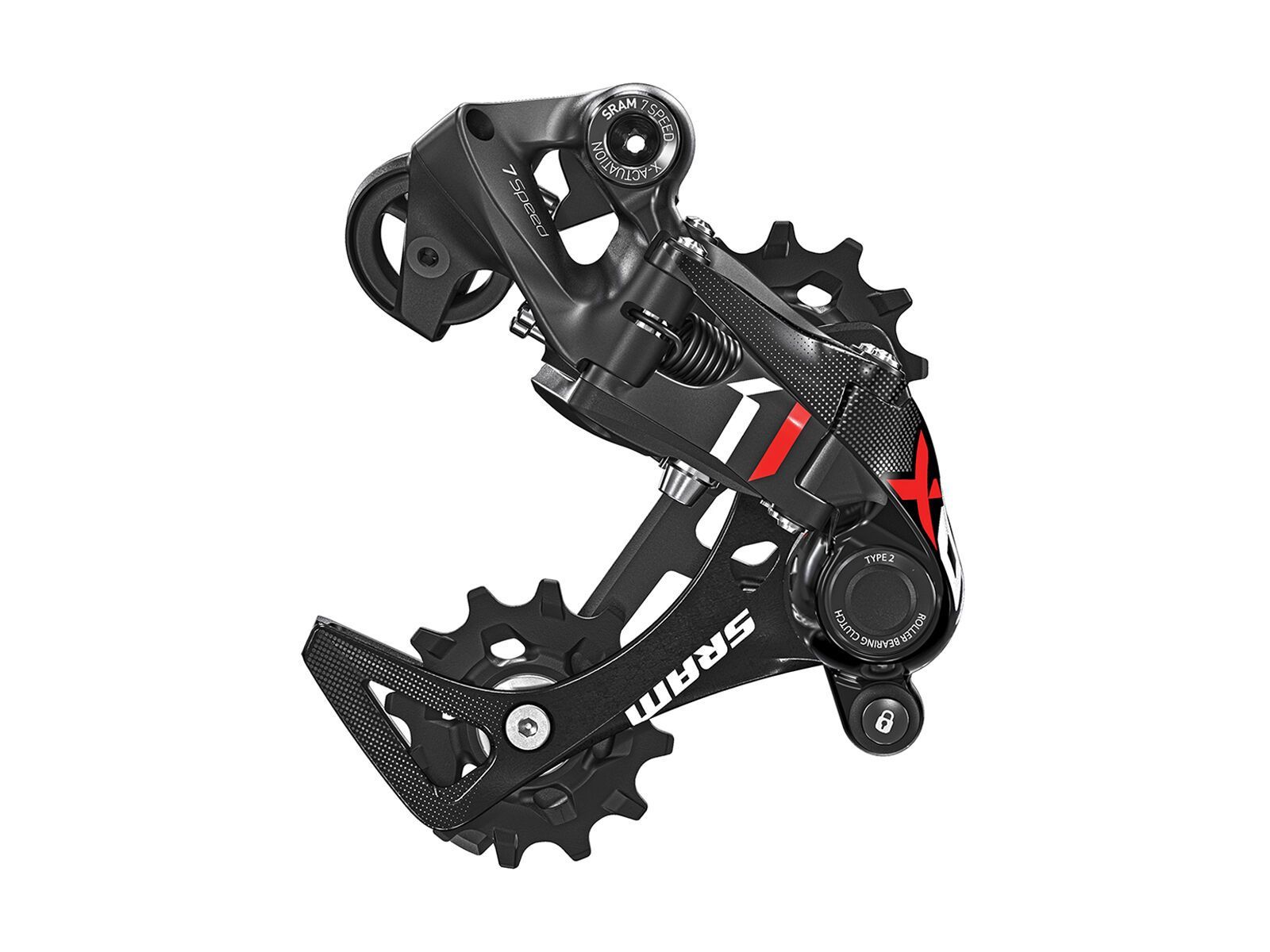 SRAM X01 DH X-Horizon Schaltwerk Type 2.1 - 7-fach, mittellang, schwarz-rot - Bild 1