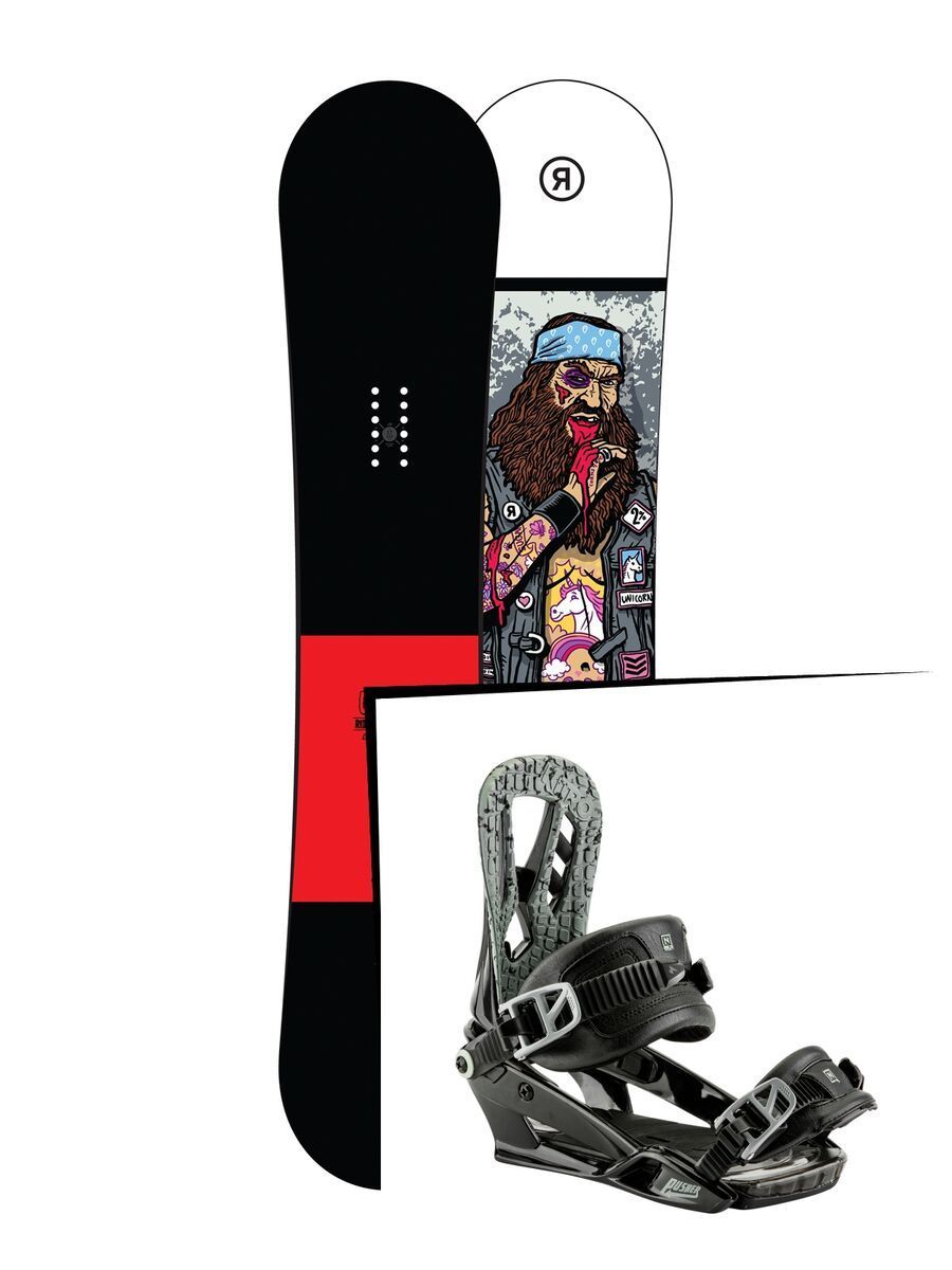 Set: Ride Crook Wide 2017 + Nitro Pusher 2017, black - Snowboardset - Bild 1
