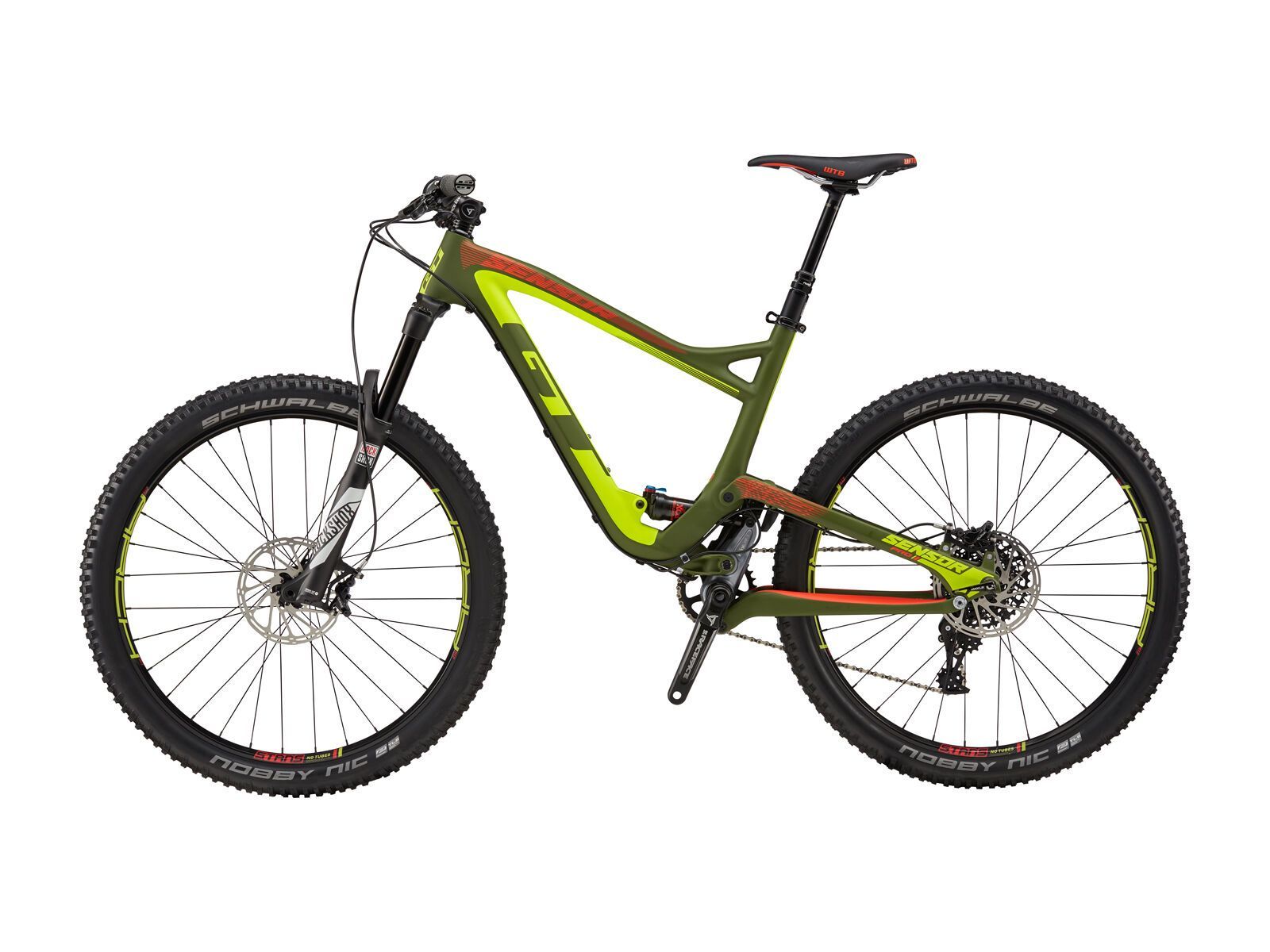 GT Sensor Carbon Pro SRAM, satin military green w/ neon yellow & neon red - Bild 2