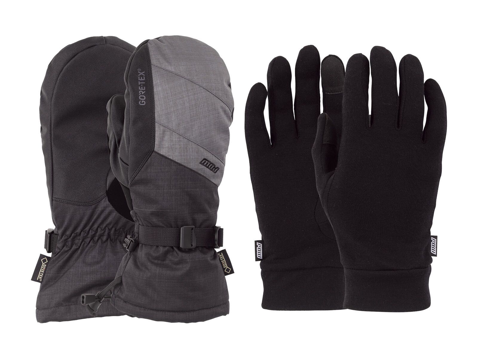 POW Gloves Warner Gore-Tex Long Mitt + Merino Liner, charcoal - Bild 2