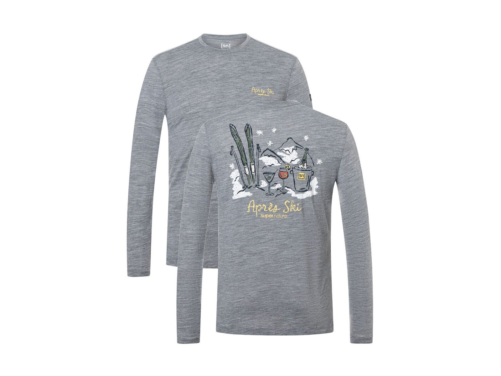 super.natural Apres Ski LS Herren, cashmere grey melange/various - Bild 1