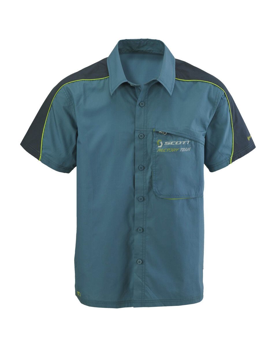 Scott Shirt Button Factory Team s/sl, dark blue/lime green - Bild 1