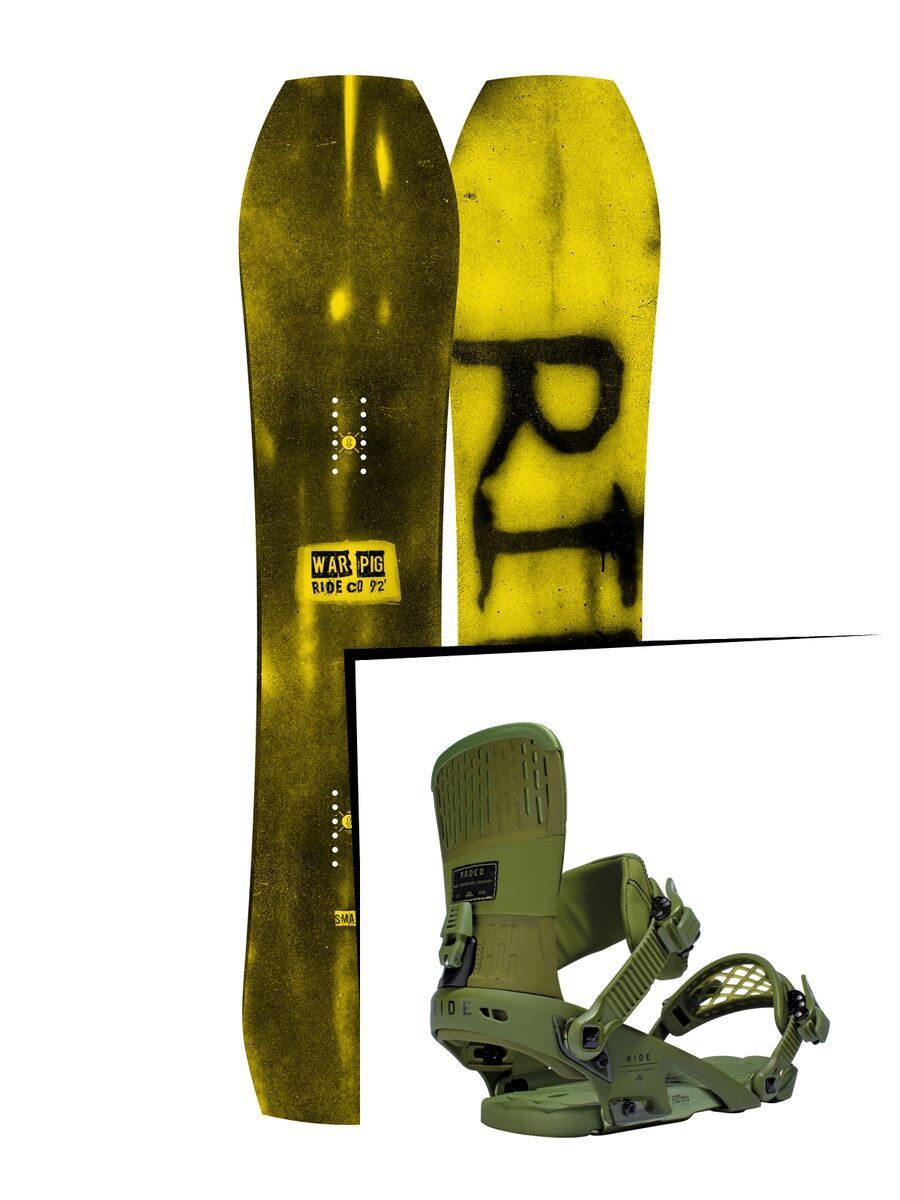 Set: Ride Warpig Small 2017 + Ride Rodeo 2016, forest - Snowboardset - Bild 1