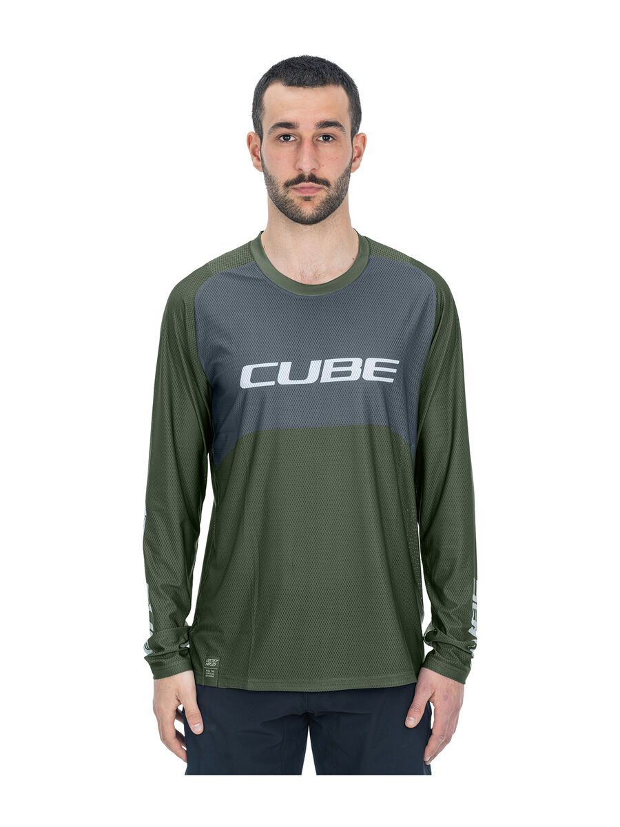 Cube Vertex Rundhalstrikot TM langarm, olive´n´grey - Bild 2