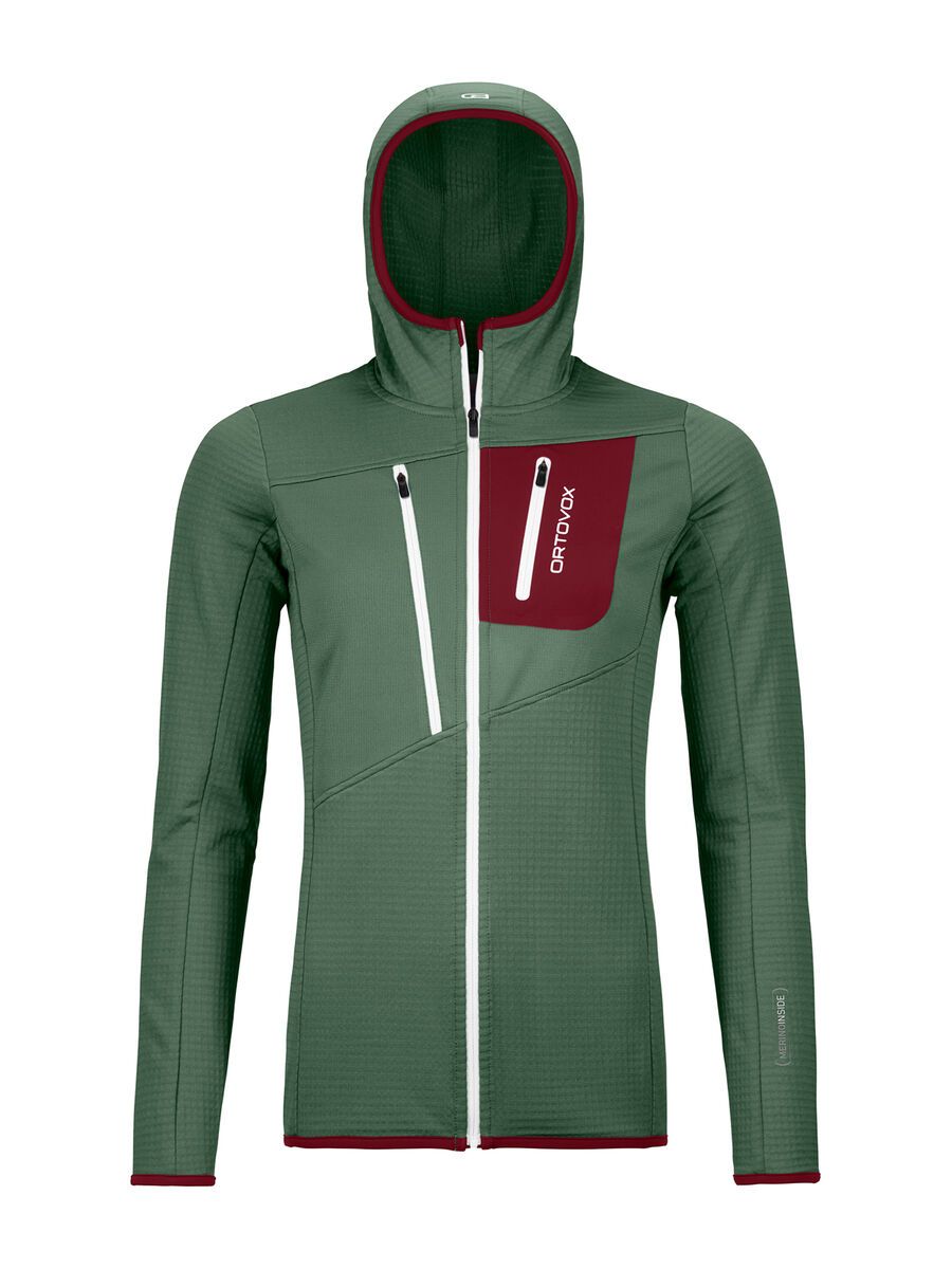 Ortovox Merino Fleece Grid Hoody W, green forest - Bild 1