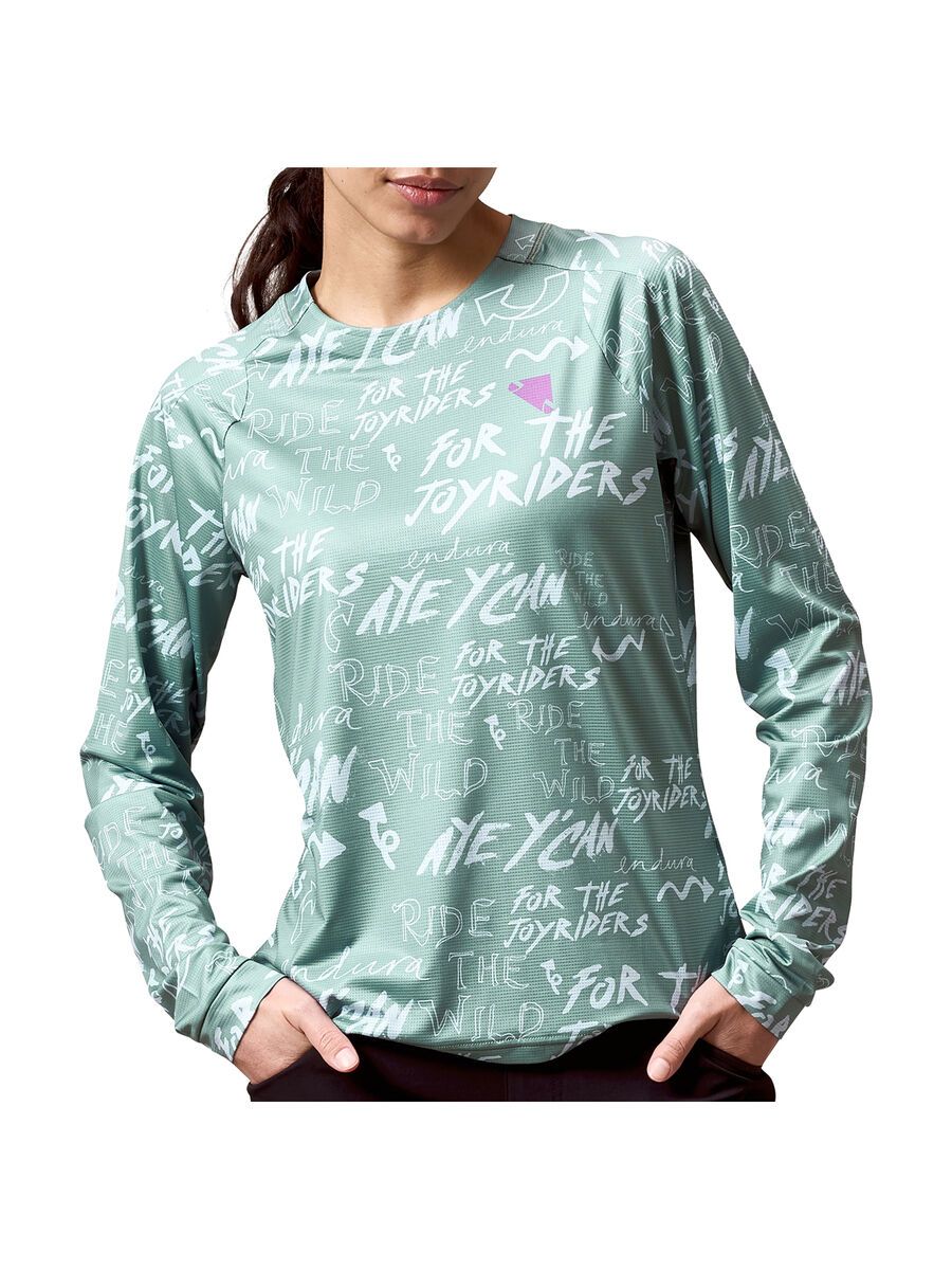 Endura Damen Singletrack Langärmeliges Bedrucktes T-Shirt, sage green - Bild 1