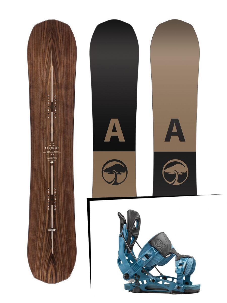 Set: Arbor Element Premium Mid Wide 2017 + Flow NX2 2016, blue - Snowboardset - Bild 1