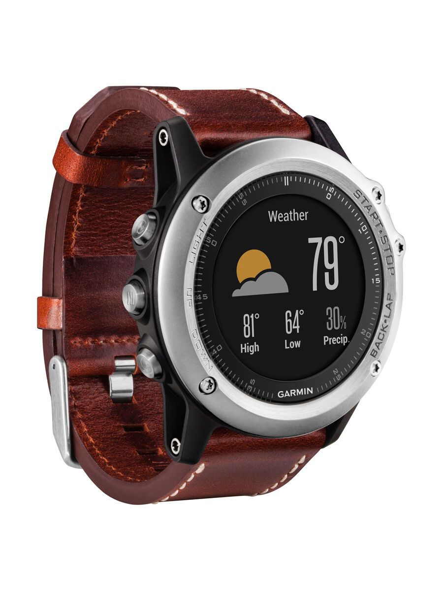 Garmin fenix 3 mit Saphirglas, Lederarmband, silber - Bild 6