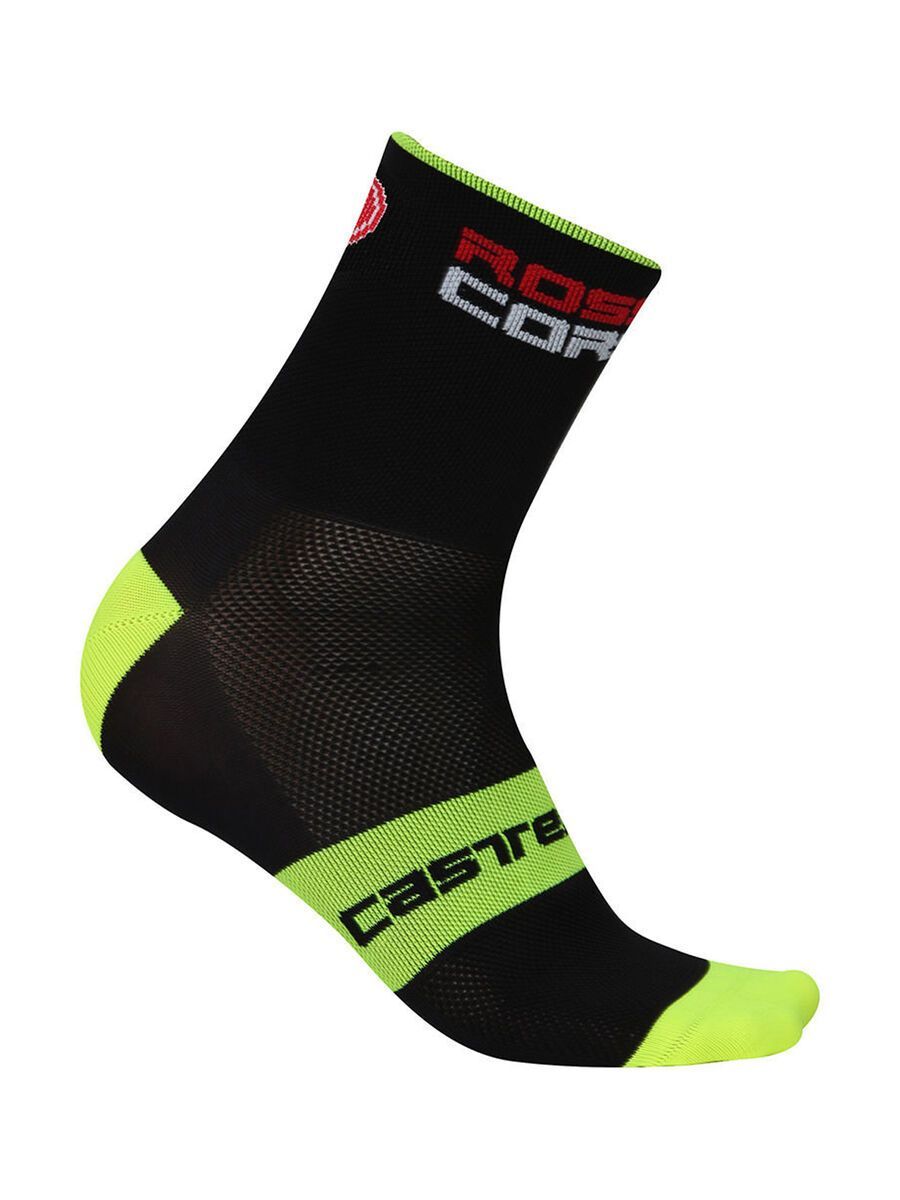 Castelli Rosso Corsa 9 Sock, black/yellow fluo - Bild 1