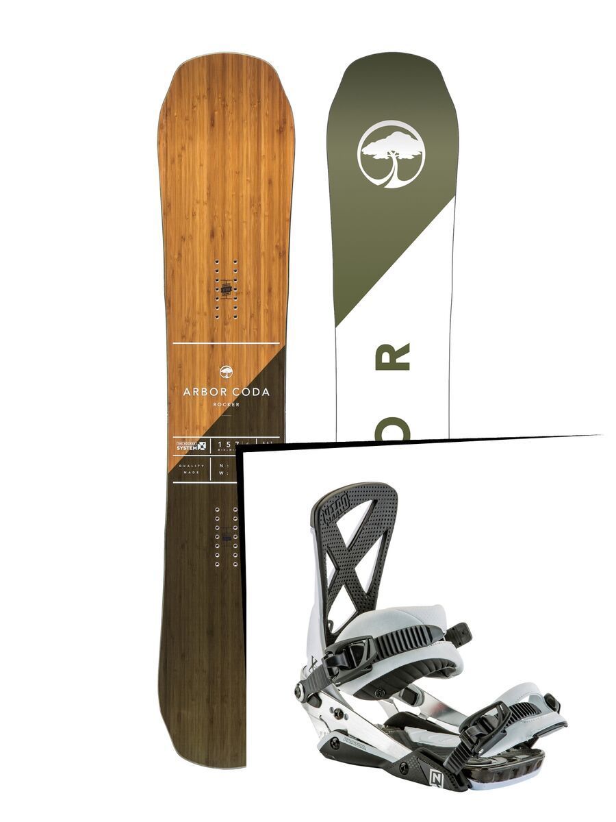 Set: Arbor Coda Rocker Mid Wide 2017 + Nitro Phantom 2017, white - Snowboardset - Bild 1
